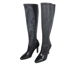 Reiss Carina Knee High Boots EU 37 Black Leather Stiletto Gothcore Edgy Chic